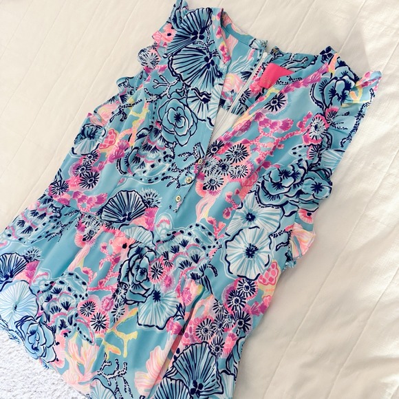 Lilly Pulitzer Destini Maxi Dress Bali Blue Once Upon A Tide Size 14 Read*
